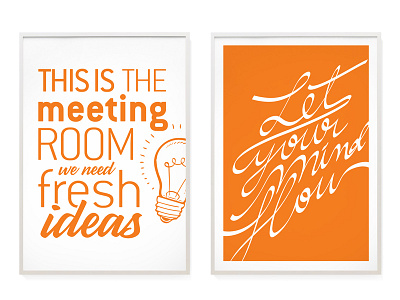 Motivational Posters cursive custom type meeting motivational orange posters room script typography