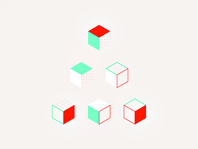 6 Cubes abstract geometrical iconography isometric