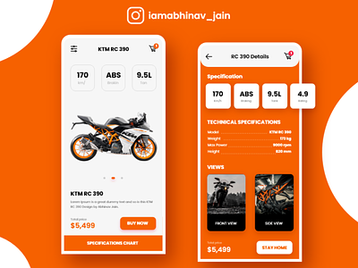 KTM Bike App UI Design