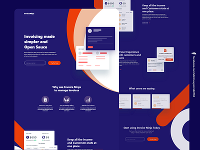 Invoice Ninja Landing Page Design Concept