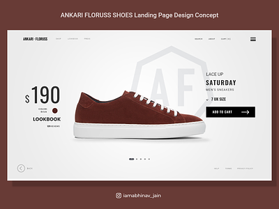 Ankari Floruss Shoes Landing Page Design Concept adobe adobe xd app branding color dribble flat illustration ui ux