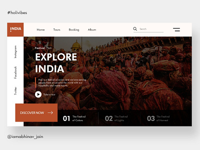 Explore India Holi Festival UI Website Design Concept