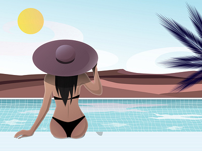 RELAX affinity designer affinitydesigner art artwork desert design digital digital illustration digitalgraphic graphic graphicdesign holiday illustration light picture poster relax swimmingpool vector woman