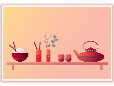 MIDDAY MEAL affinity affinitydesigner china chinese colors culture digitalgraphic digitalillustration digitalpainting drawing food fresh gradient graphic illustration light red vector warm yellow