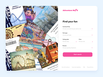 Amusement park "Adventure Mood" - Welcome page amusement park concept entertainment fun sketch ui web welcome page