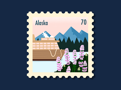 Alaska Stamp alaska design illustration landscape mountains nature photoshop postage stamp procreate vector