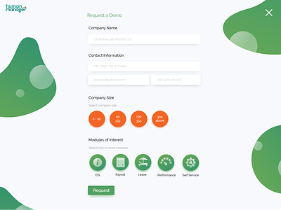 Request a demo page design form forms hm humanmanager payment payroll salary ui ux web website