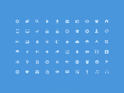 60 icons blue complete concise faceted icon monochrome small style ui