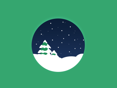 Christmas christmas green icon illustration night round snow tree winter