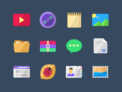12 icons color concise design flat icon interface moble planarization theme ui