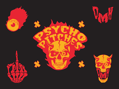 DMH Psycho Pitches branding design illustration logo typography vector