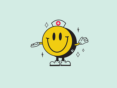 Dr. Smiley Face Illustration doctor logo dr. logo gen z healthcare illustration nurse logo retro retro logo smile smile logo smiley face smiley face logo trendy logo vintage illustration