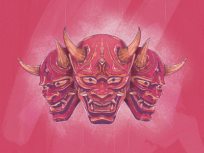 Oni Mask demon illustration japanese oni mask onion