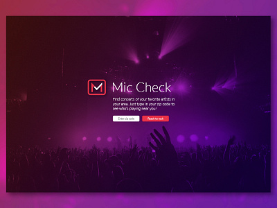 Mic Check - Concert search - web concept artist concert css home page logo music musician purple search ui webpage website