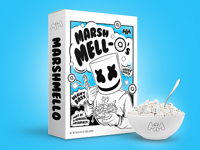 Marshmello's - Cereal Box cereal dj edm electronic illustration illustrator marshmello mellogang pixel vector