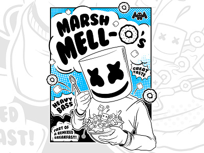 Marshmello's - Cereal Box Design cereal dj edm electronic illustration illustrator marshmello mellogang pixel vector