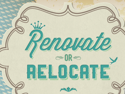 Renovate or Relocate ecommerce retail texture typography website