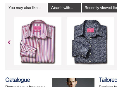 Product page for a high st shirt retailer