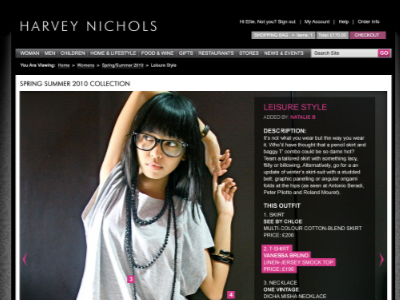 Concept for Harvey Nichols 'social shopping'