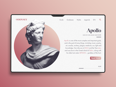 Greek Mythology Wiki Web Concept app design flat gradient minimal mythology typography ui ux web website white wiki