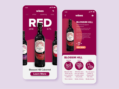 Wine Store App Concept app concept design flat gradient minimal mobile red typography ui ux wine winery