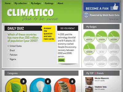 Climatico Game UI climate climatico facebook game green ui ux web world bank