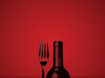 Winery and Restaurant Print Ad ad bottle food fork print red restaurant wine winery