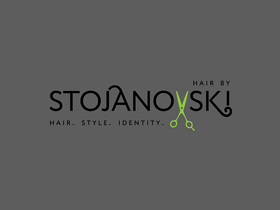 Hair by Stojanovski gray hair hairdresser identity logo scissors style