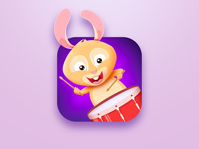 Rabbit drumme animals app app design apple store character drummer drums icon illustration ios icon music rabbit