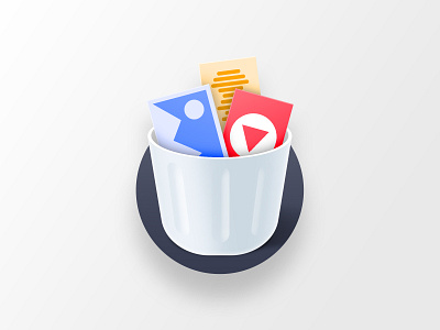 Cleaner icon app store audio bin bucket icon icon design illustration logo photo trash vector video
