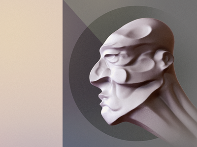 Futurist head Sculpt - Personal work 3d 3d art futurist illustration retro