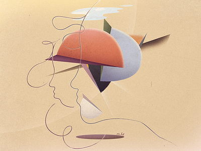 Random composition abstract illustration retro shapes surrealism