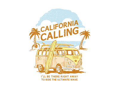 California Calling Tee Design clothing design illustration t shirt tee tees tree vintage