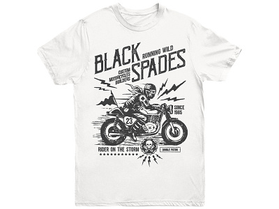 Black Spades Custom Motorcycles Builders T-Shirt black builders t shirt custom garage illustrator motorcycles retro riders spades vintage