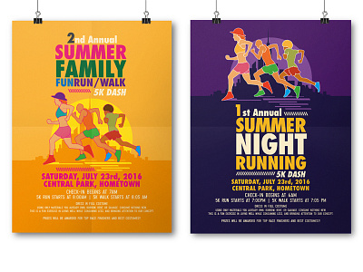 Summer Running Flyer Templates annual dash events family flyers fun funrun night run running summer walk