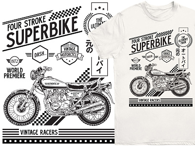 Vintage Motorcycles T-Shirt 1972 brat caferacer dash four motorcycles stroke superbike t shirt tee tees vintage