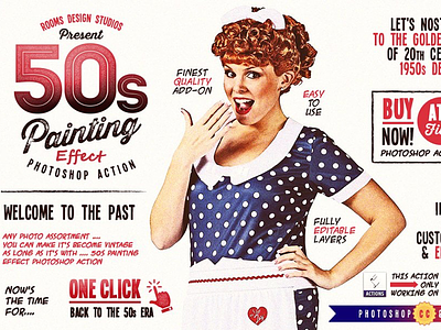 50s Painting Effect Photoshop Action 50s action effect painting photo editing photoshop retro vintage