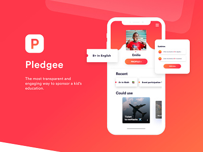 Pledgee - Sponsorship App blob design iphone x mobile app mobile design mockup profile red tracker ui design ux ui web design