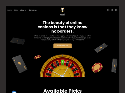 Magic Island Slots-Landing Page casino gambling landing page lucky wheel slots uiux design web design website design