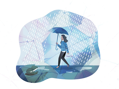 Lady in Rain Illustration Concept