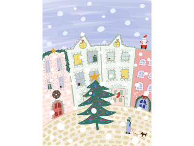 Snowy Christmas town! art colourful digitalillustration illustration procreateapp