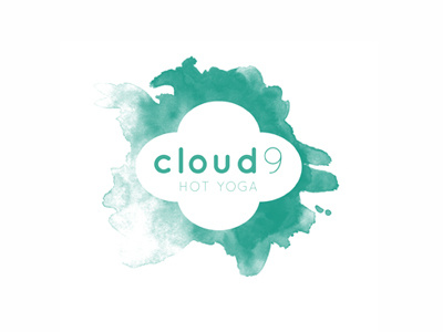 Cloud 9 hot yoga branding logo watercolor