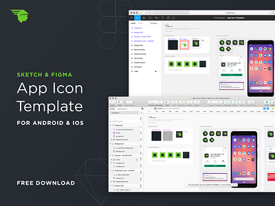 Android & iOS App Icon Template android app icon figma ios sketch sketchapp template tool useful