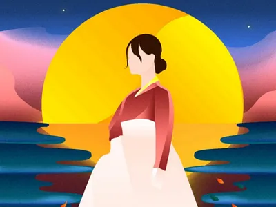 Hanbok In Moonlight design hanbok ilustration