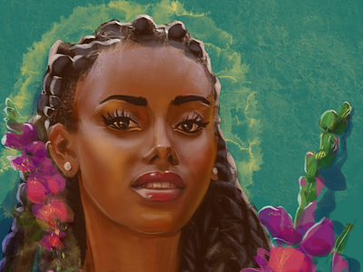 Portrait - Black Woman with Flowers