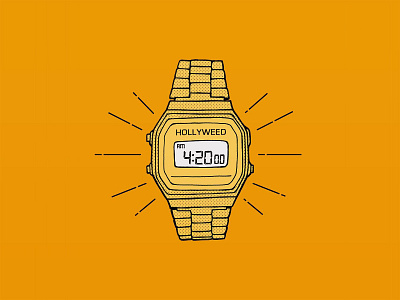 4:20 casio drawing gold illustration stampio streetwear watches weed