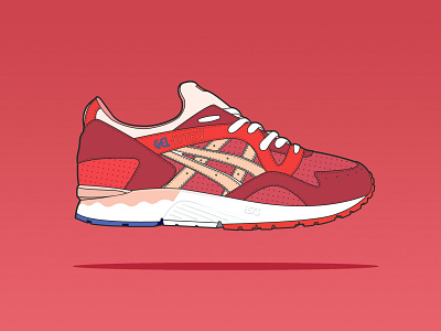 Asics Gel lyte V asics digitalart drawing illustraion red run runners shoes sneakers sport stampio streetwear vector