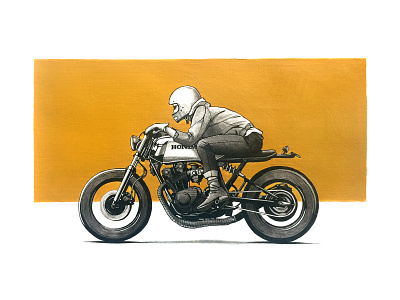 Honda bike helmet honda illustration ink moto motorbike motorcycle motosport painting pencil racer racing stampio