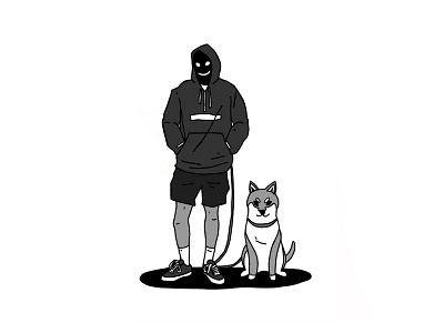 Walking animal black white cartoon character digitalart dog drawing friends illustration stampio