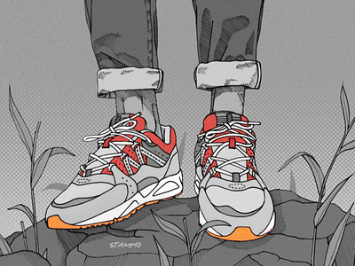 Karhu digitalart drawing fashion finland illustration illustrator karhu run runners running russia shoes sneakers sport stampio streetwear